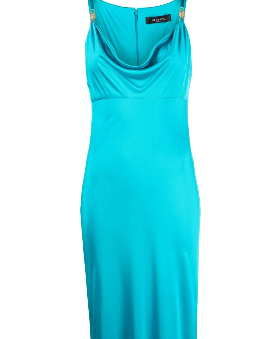 Affordable midi logo-plaque dress Women cowl-neck Versace 0325